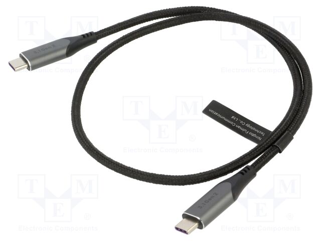 Cable; USB 3.1; USB C plug,both sides; nickel plated; 0.5m; black