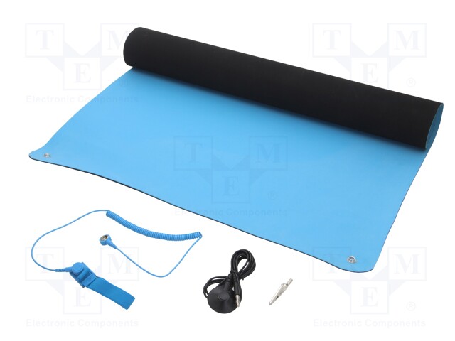 Bench mat; ESD; Dim: 600x900mm; D: 2mm; blue (bright)