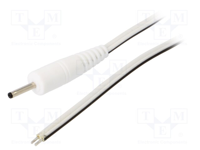 Cable; wires,DC 0,7/2,35 plug; straight; 0.5mm2; white; 1.5m