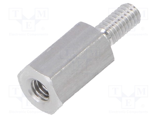 Screwed spacer sleeve; Int.thread: M2,5; 8mm; Ext.thread: M2,5