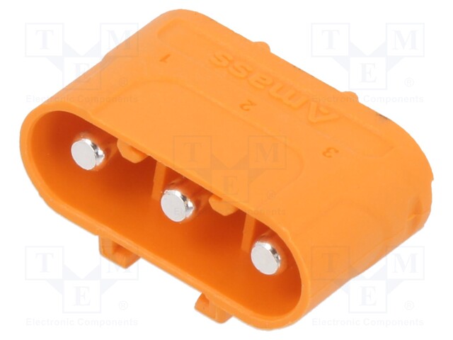 Socket; DC supply; LC; male; PIN: 3; on PCBs; THT; orange; 20A; 1kV