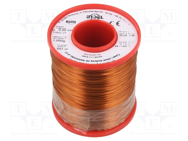 Coil wire; double coated enamelled; 0.5mm; 1kg; -65÷200°C