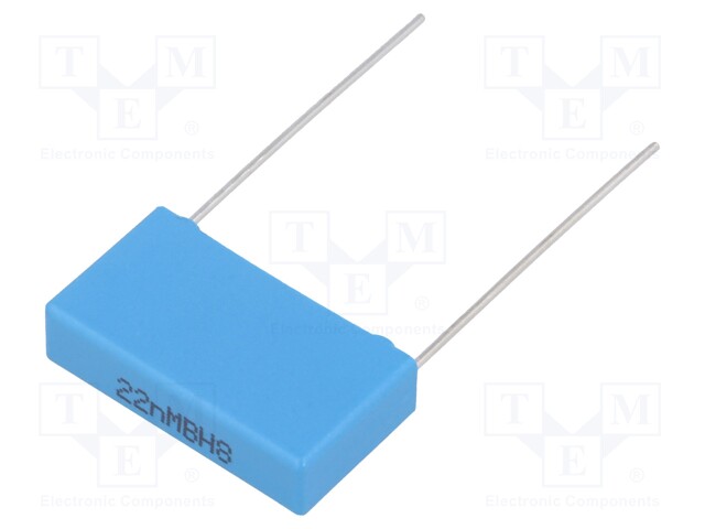 Capacitor: polypropylene; X1; 22nF; 760VAC; ±20%; THT; Pitch: 22.5mm