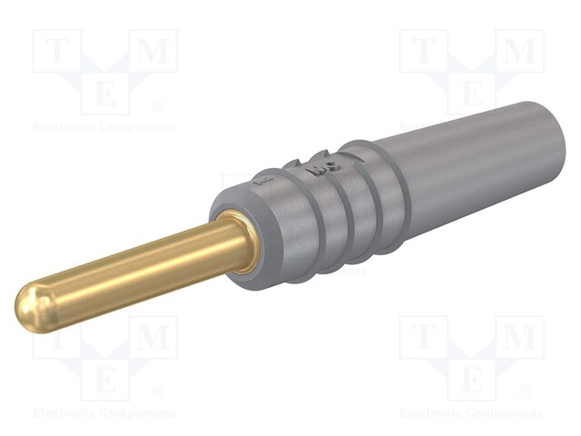 Plug; 2mm banana; 10A; 30VAC; 60VDC; grey; gold-plated; Ø: 0.5mm