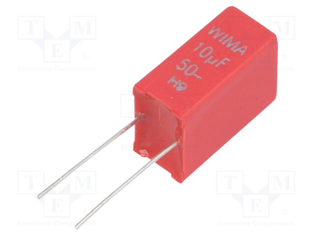 Capacitor: polyester; 10uF; 30VAC; 50VDC; Pitch: 5mm; ±10%