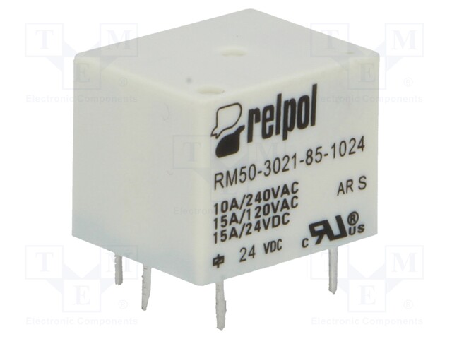 Relay: electromagnetic; SPST-NO; Ucoil: 24VDC; 10A/240VAC; 15A