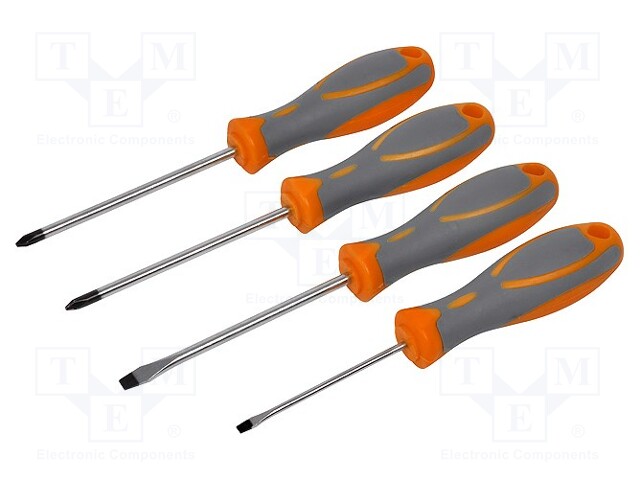 Screwdrivers; Pcs: 4; Bit: Pozidriv®,slot