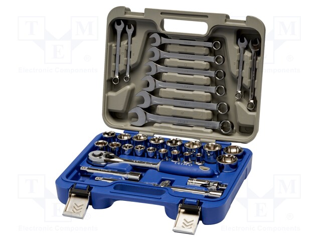 Wrenches set; 6-angles,socket spanner; Mounting: 1/2"; 33pcs.