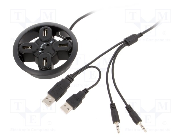 Hub USB; USB 1.1,USB 2.0; black; Number of ports: 4; 480Mbps; 80mm