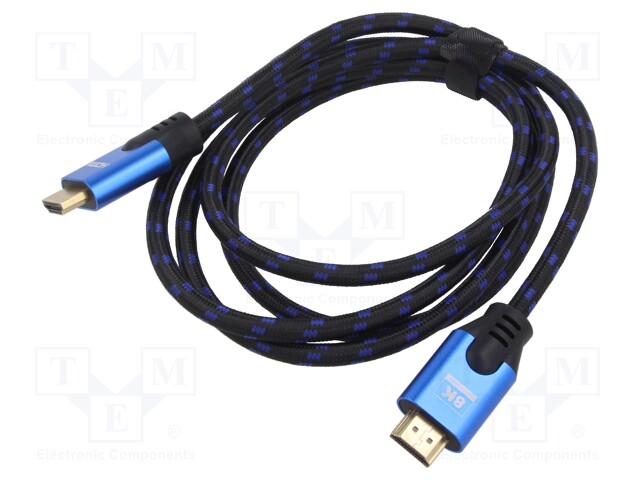 Cable; HDMI 2.1; HDMI plug,both sides; textile; 1.8m; black