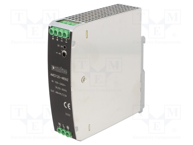 Power supply: switched-mode; 120W; 90÷264VAC; 48VDC; Iout: 2.5A