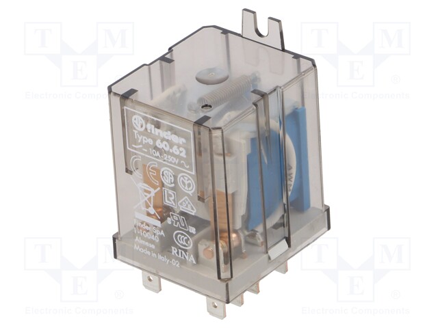 Relay: electromagnetic; DPDT; 12VDC; 10A/250VAC; 10A/30VDC; 110Ω