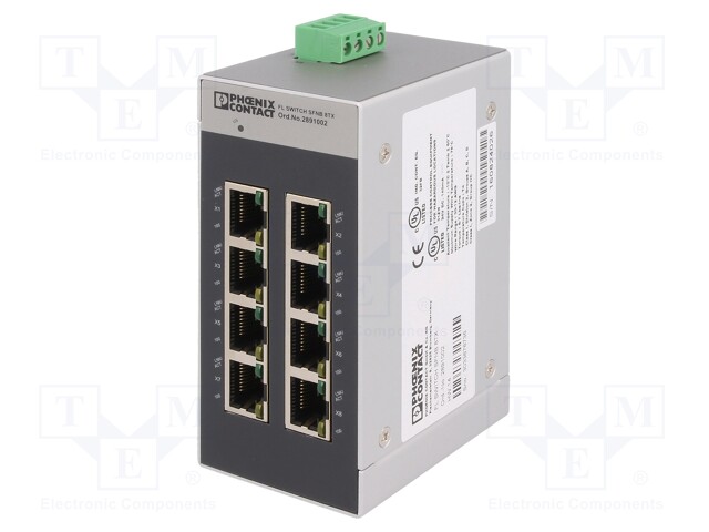 Industrial module: switch Ethernet; unmanaged; 9÷32VDC; RJ45