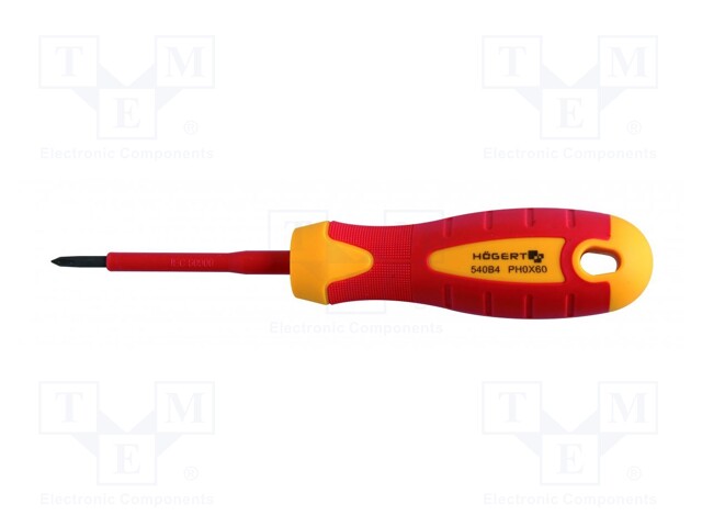 Screwdriver; insulated; Phillips; PH0; 60mm; 1kVAC; tool steel