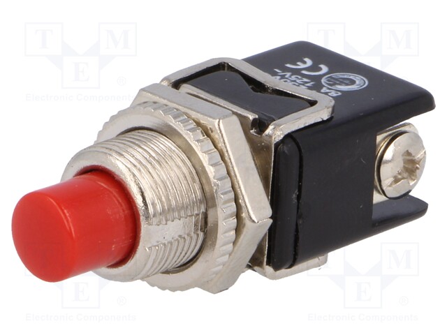 Switch: push-button; Pos: 2; 4A/250VAC; red; Illumin: none; none