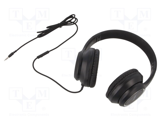 Headphones with microphone; black; Jack 3,5mm; 20÷20000Hz; 32Ω