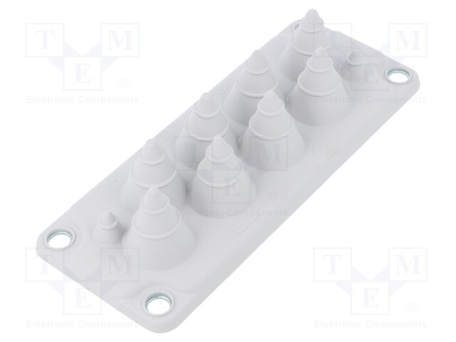 Multigate grommet; light grey; Holes no: 10; -40÷100°C; UL94V-0