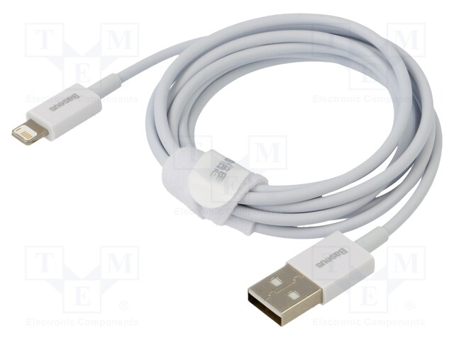 Cable; Apple Lightning plug,USB A socket; 1.5m; white; 2.4A