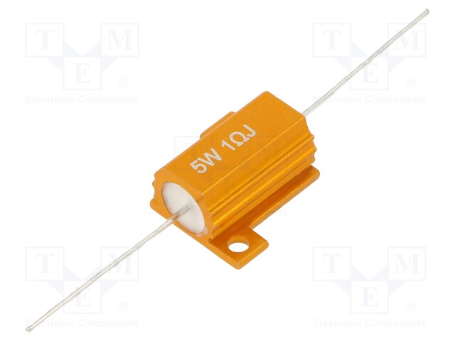 Resistor: wire-wound; with heatsink; 1Ω; 5W; ±5%; 50ppm/°C; axial