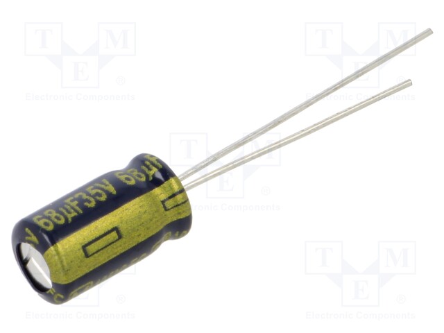 Electrolytic Capacitor, 68 µF, 35 V, EEUFC Series, ± 20%, Radial Leaded, 1000 hours @ 105°C