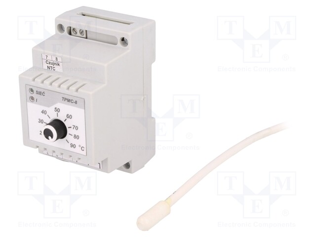 Module: regulator; NTC 47kOhm; temperature; NC,relay; DIN; 20÷90°C