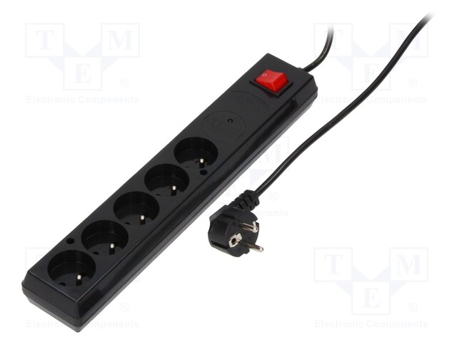 Plug socket strip: protective; Sockets: 5; 230VAC; 10A