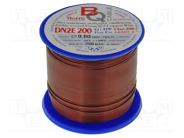 Coil wire; double coated enamelled; 0.6mm; 0,25kg; -65÷200°C