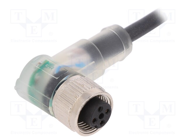 Connection lead; M12; PIN: 4; angled; 2m; plug; 24VAC; 4A; -25÷80°C