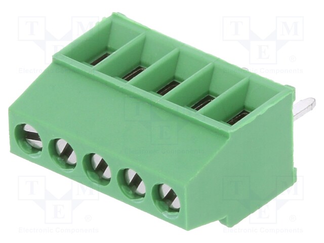 PCB terminal block; angled 90°; 2.54mm; ways: 5; on PCBs; terminal