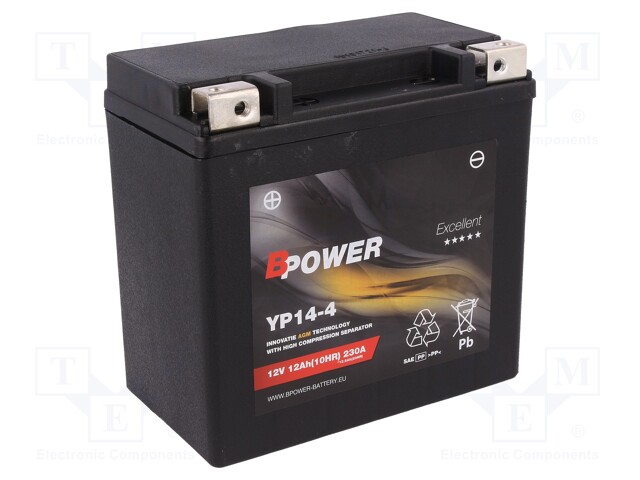 Re-battery: acid-lead; 12V; 12Ah; AGM; maintenance-free,left +