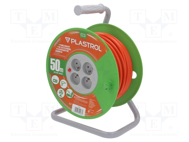 Extension lead; reel,with non-rotating sockets; Sockets: 4; PVC