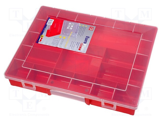 Container: compartment box; 370x295x58mm; red; polypropylene