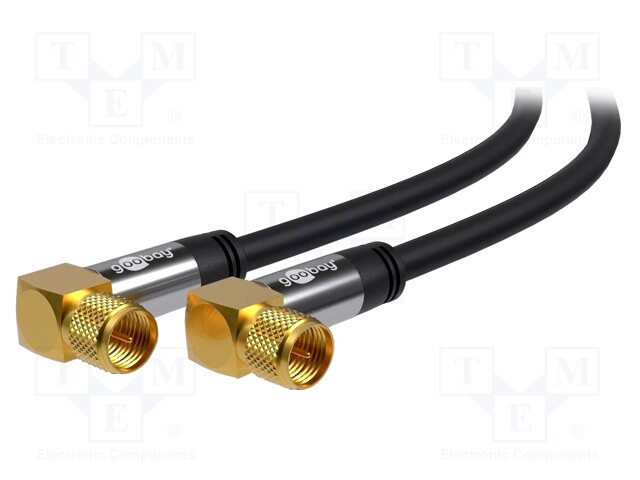 Cable; 75Ω; 3m; both sides,F plug angular; black