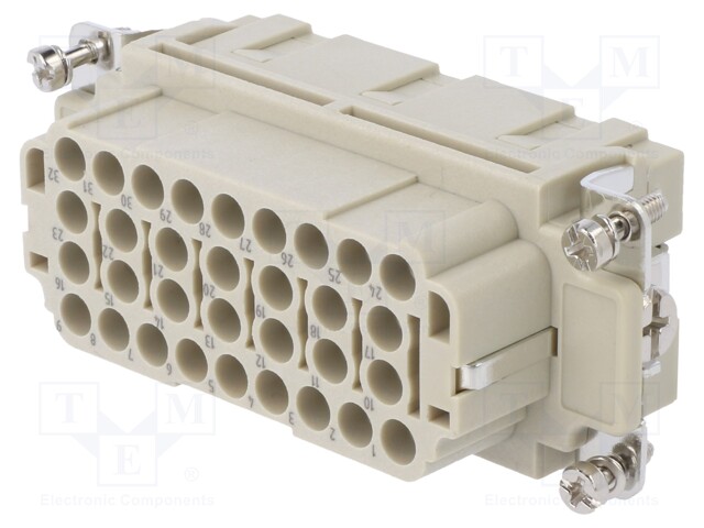 Connector: HDC; contact insert; female; DEE; PIN: 32; 32+PE; crimped