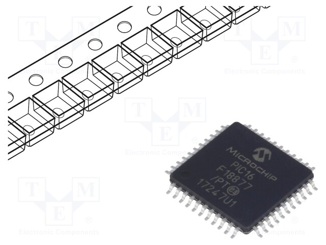 PIC microcontroller; Memory: 56kB; SRAM: 4096B; EEPROM: 256B; SMD