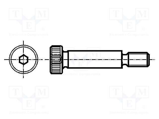 Shoulder screw; Mat: A2 stainless steel; Thread len: 13mm; Ø: 10mm