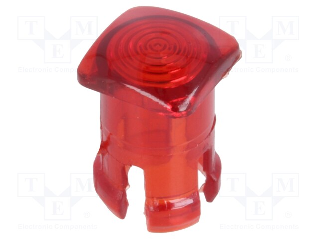 LED lens; square; red; lowprofile; 5mm