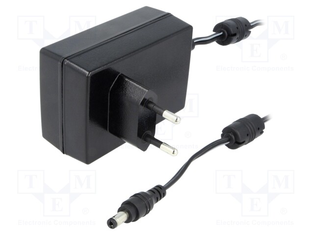 Power supply: switched-mode; 48VDC; 0.75A; Out: 5,5/2,1; 36W; 90%