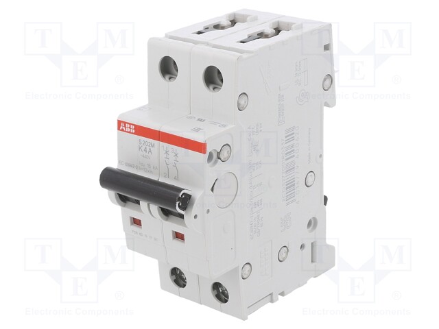 Circuit breaker; 400VAC; Inom: 4A; Poles: 2; DIN; Charact: K; 10kA