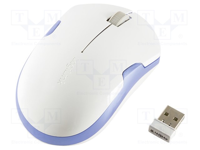 Optical mouse; white,blue; USB; wireless; No.of butt: 3; 6÷10m