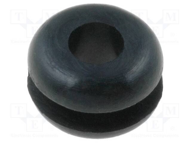 Grommet; Ømount.hole: 4.8mm; Øhole: 3.2mm; rubber; black