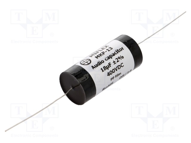 Capacitor: polypropylene; 18uF; 400VDC; ±2%; Ø28.8x62mm; -25÷85°C