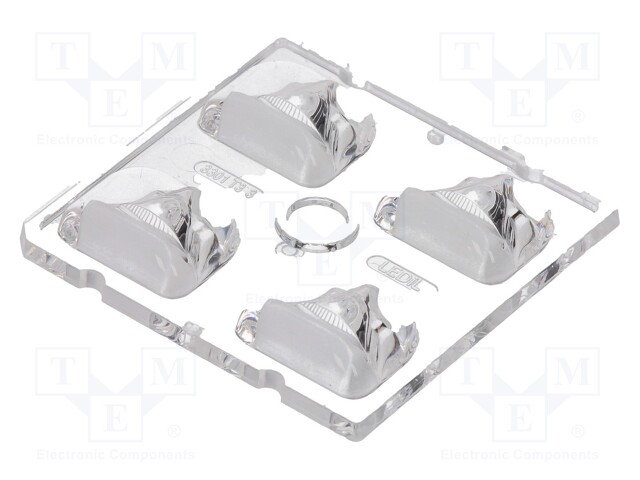 LED lens; square; transparent; H: 7.1mm; Outside dim: 50x50mm