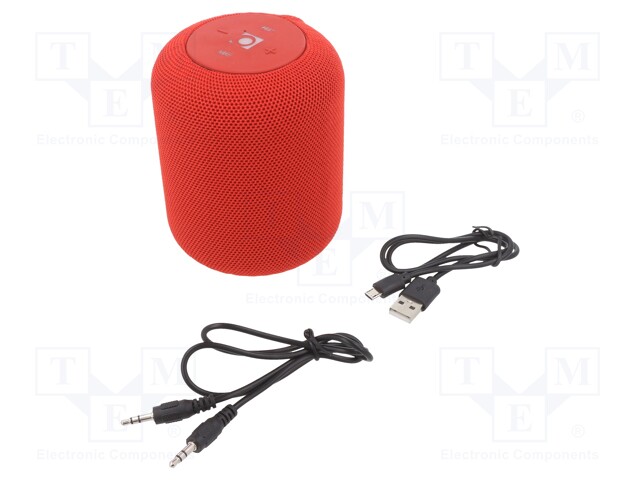 Speaker; red; Jack 3,5mm,microSD,USB B micro; Bluetooth 5.0