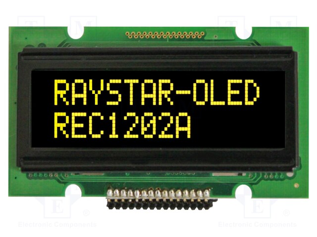 Display: OLED; alphanumeric; 12x2; Window dimensions: 46x14.5mm