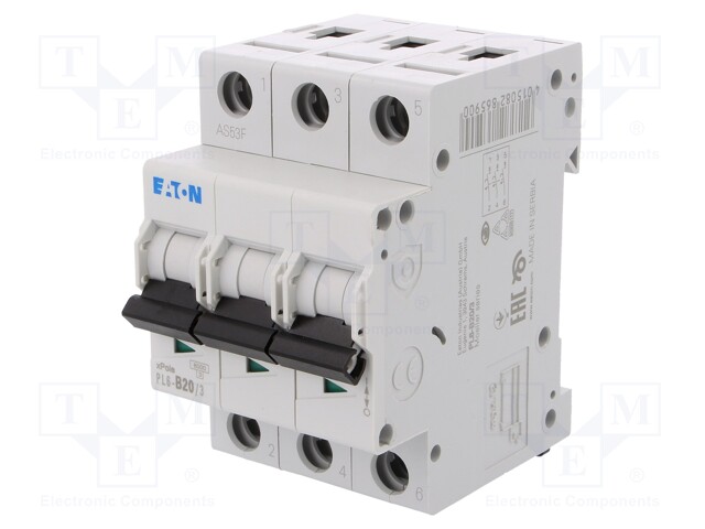 Circuit breaker; 230/400VAC; Inom: 20A; Poles: 3; DIN; Charact: B