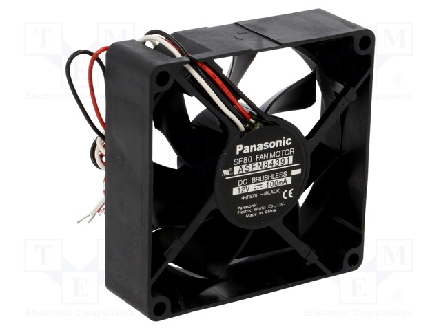 Fan: DC; axial; 12VDC; 80x80x25mm; 40.8m3/h; 22dBA; ball bearing