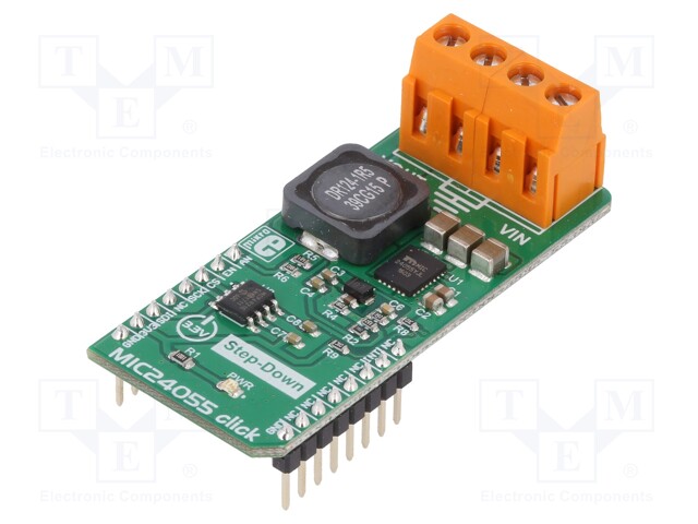 Click board; DC/DC converter; GPIO,SPI,analog; MIC24055; 3.3VDC