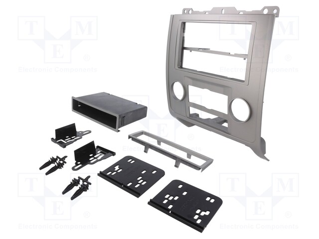 Radio mounting frame; Ford,Mazda,Mercury; 1 DIN,2 DIN; silver