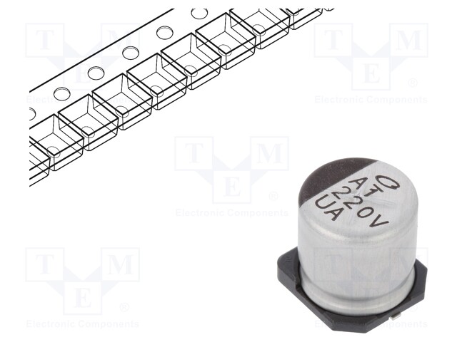 Capacitor: electrolytic; SMD; 220uF; 35VDC; Ø10x10mm; ±20%; 5000h